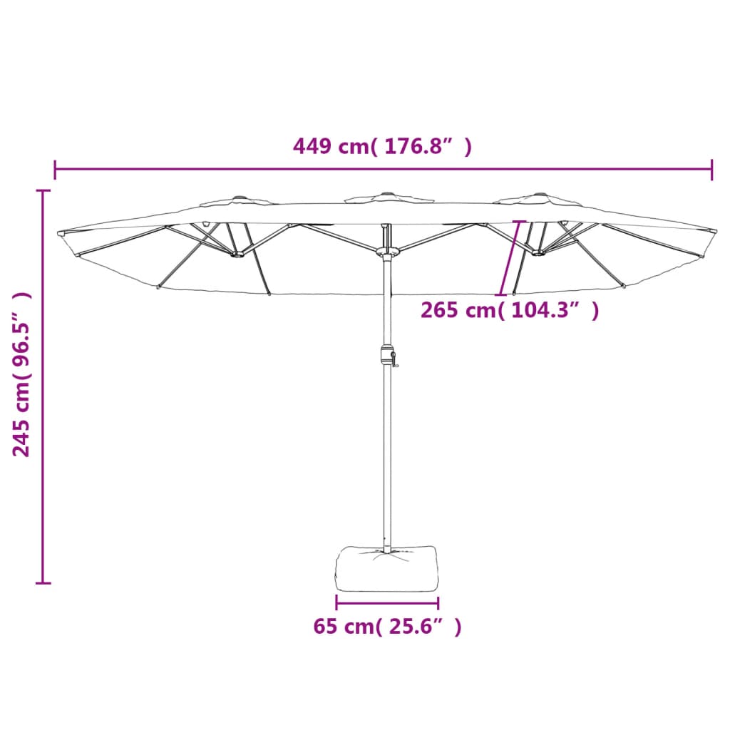 Parasol Med Dobbelt Parasoldug Og Led-Lys 449X265 Cm