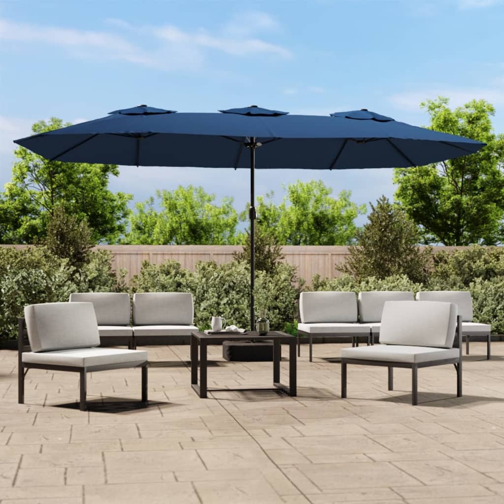 Parasol Med Dobbelt Parasoldug Og Led-Lys 449X265 Cm