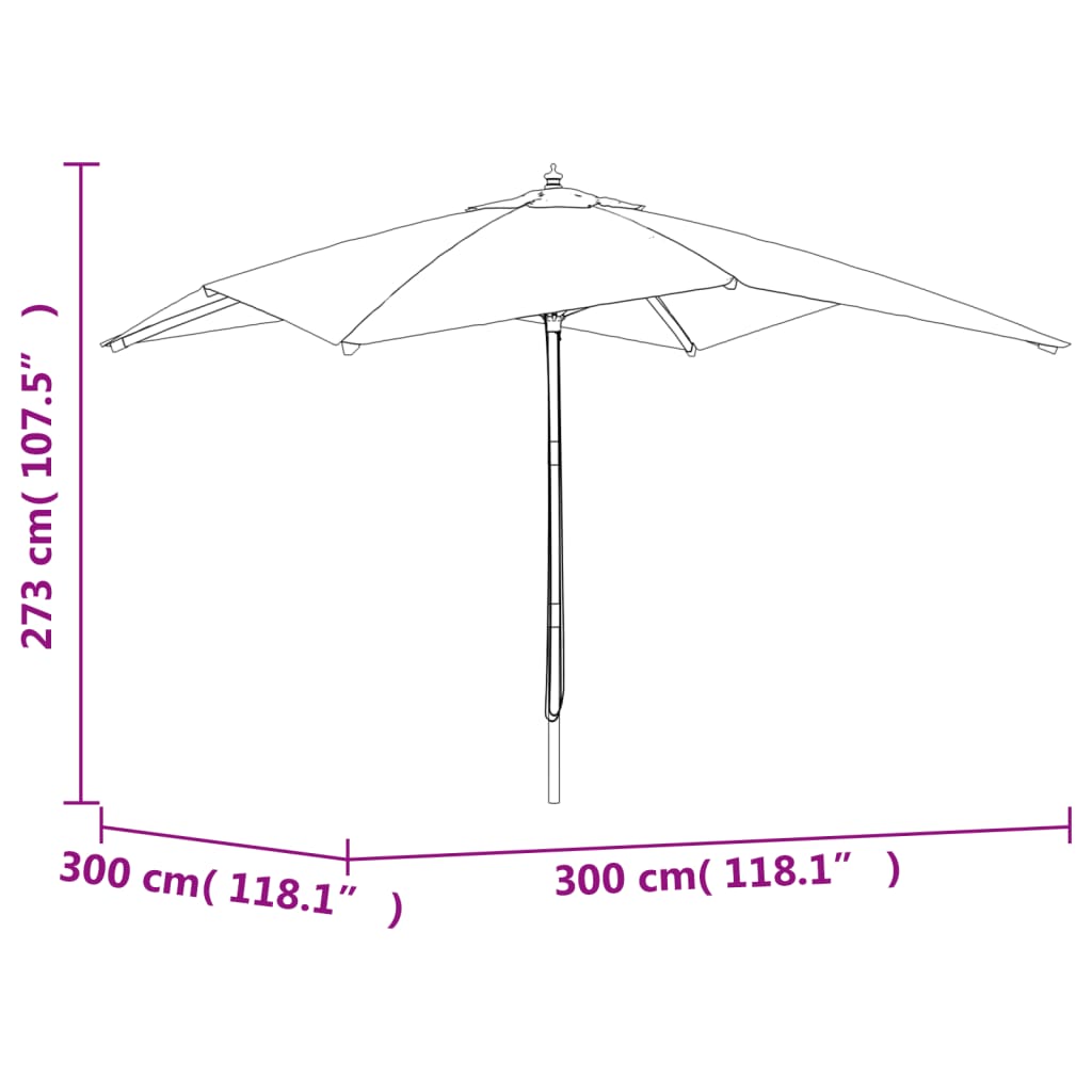 Haveparasol Med Træstang 300X300X273 Cm