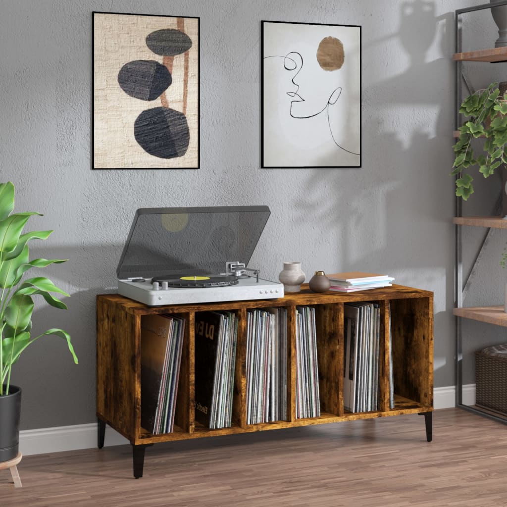 Pladeskab Med Hylde 100 X 38 X 48 Cm Konstrueret Træ