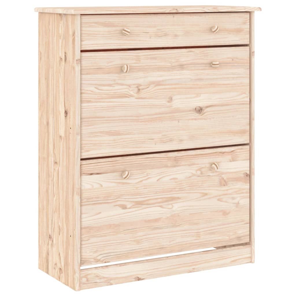 Skoskab Alta 77X35X96 Cm Massivt Fyrretræ Naturfarvet