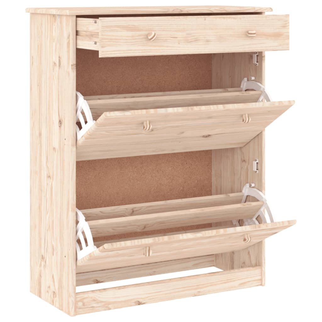 Skoskab Alta 77X35X96 Cm Massivt Fyrretræ Naturfarvet