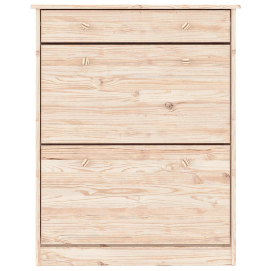 Skoskab Alta 77X35X96 Cm Massivt Fyrretræ Naturfarvet