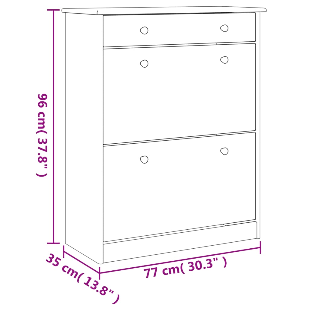 Skoskab Alta 77X35X96 Cm Massivt Fyrretræ Naturfarvet