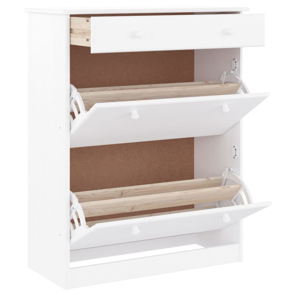 Skoskab Alta 77X35X96 Cm Massivt Fyrretræ Hvid