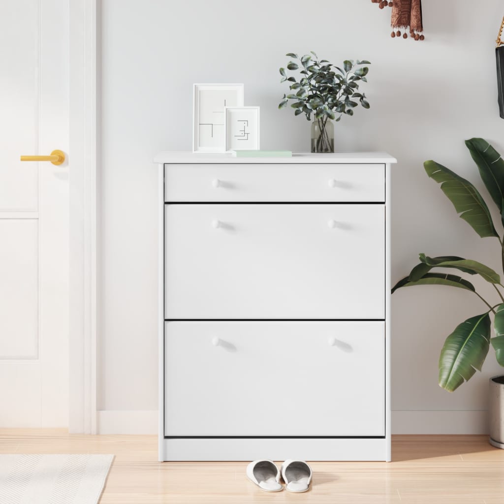 Skoskab Alta 77X35X96 Cm Massivt Fyrretræ Hvid