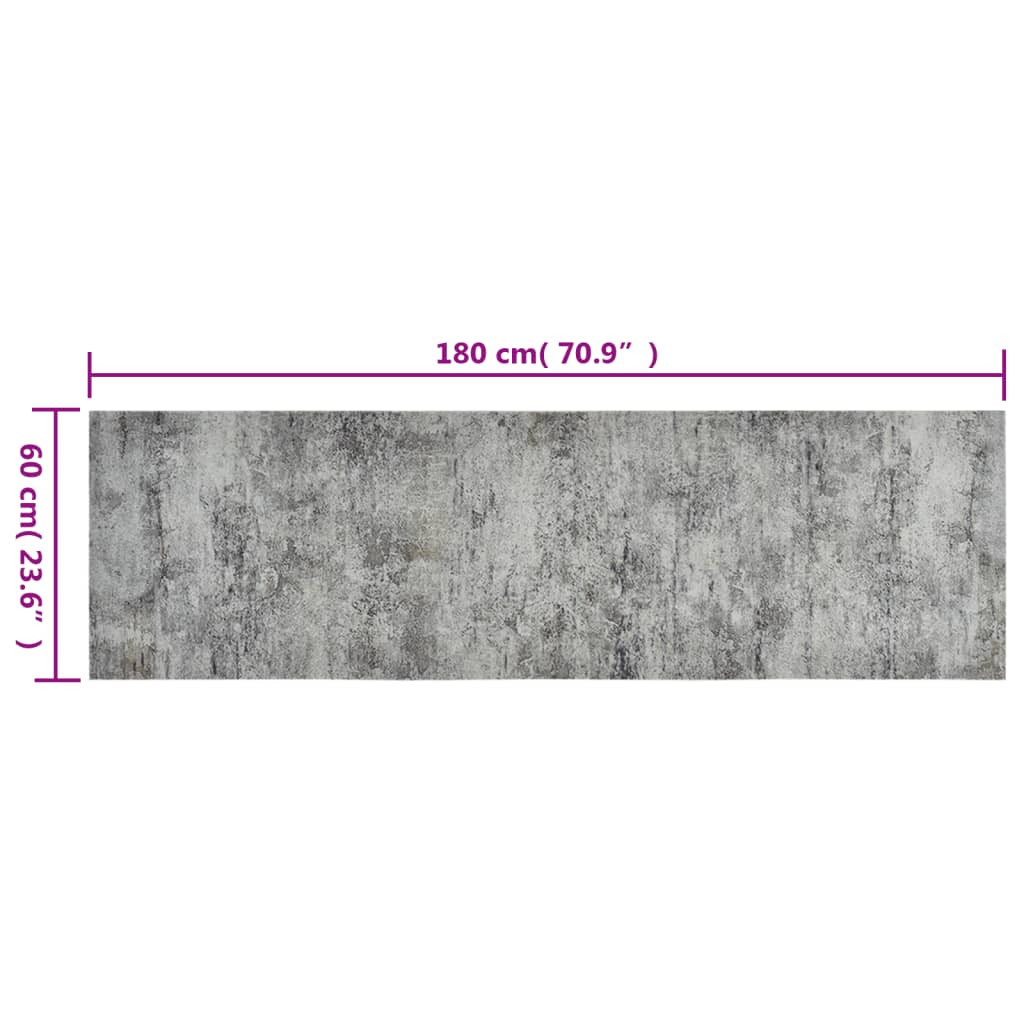 Køkkentæppe Betondesign Vaskbart Velour Grå Og Sort
