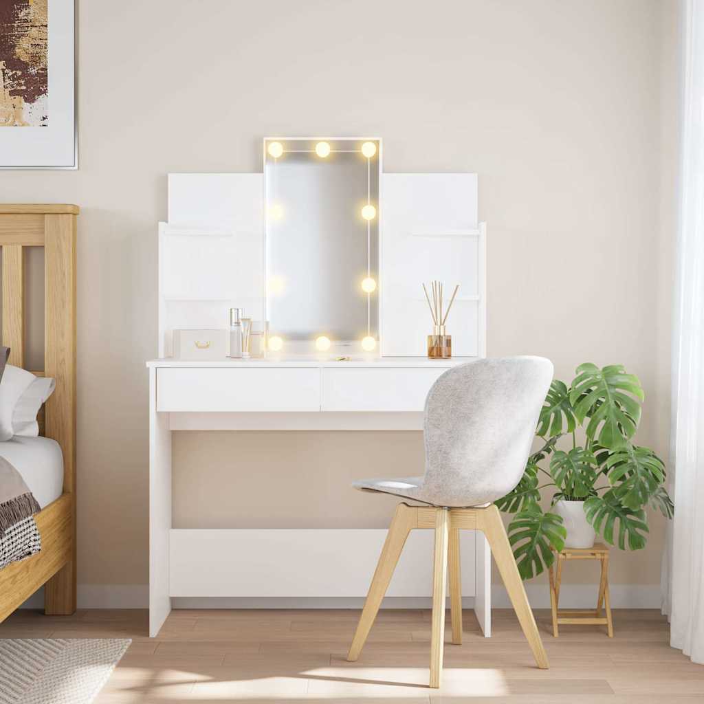 Makeupbord Med Led-Lys 96X40X142 Cm