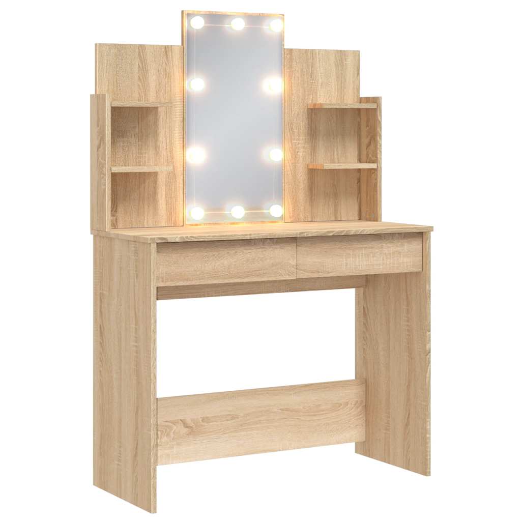 Makeupbord Med Led-Lys 96X40X142 Cm