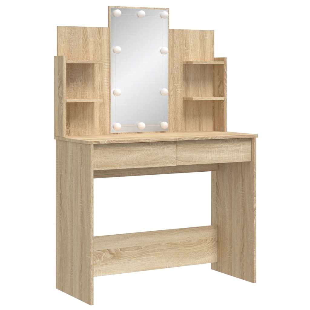 Makeupbord Med Led-Lys 96X40X142 Cm