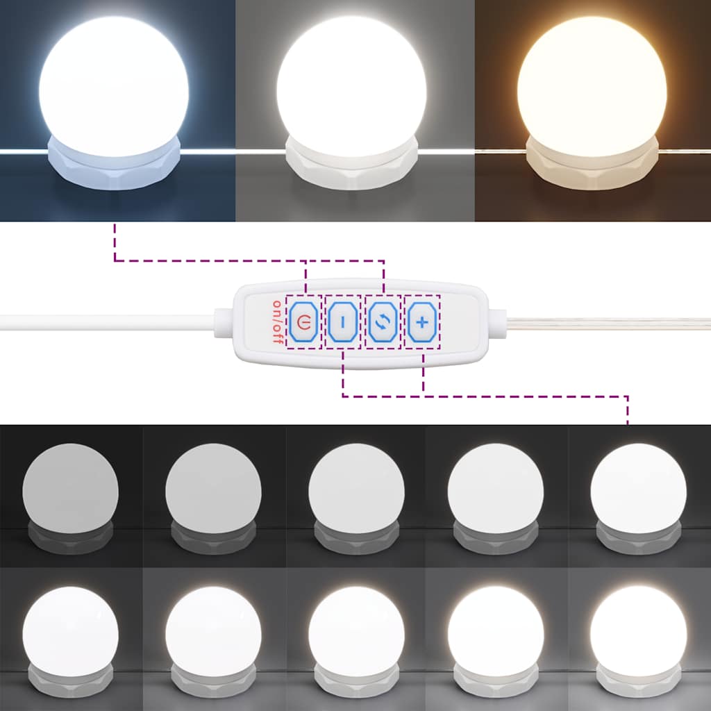 Makeupbord Med Led-Lys 96X40X142 Cm