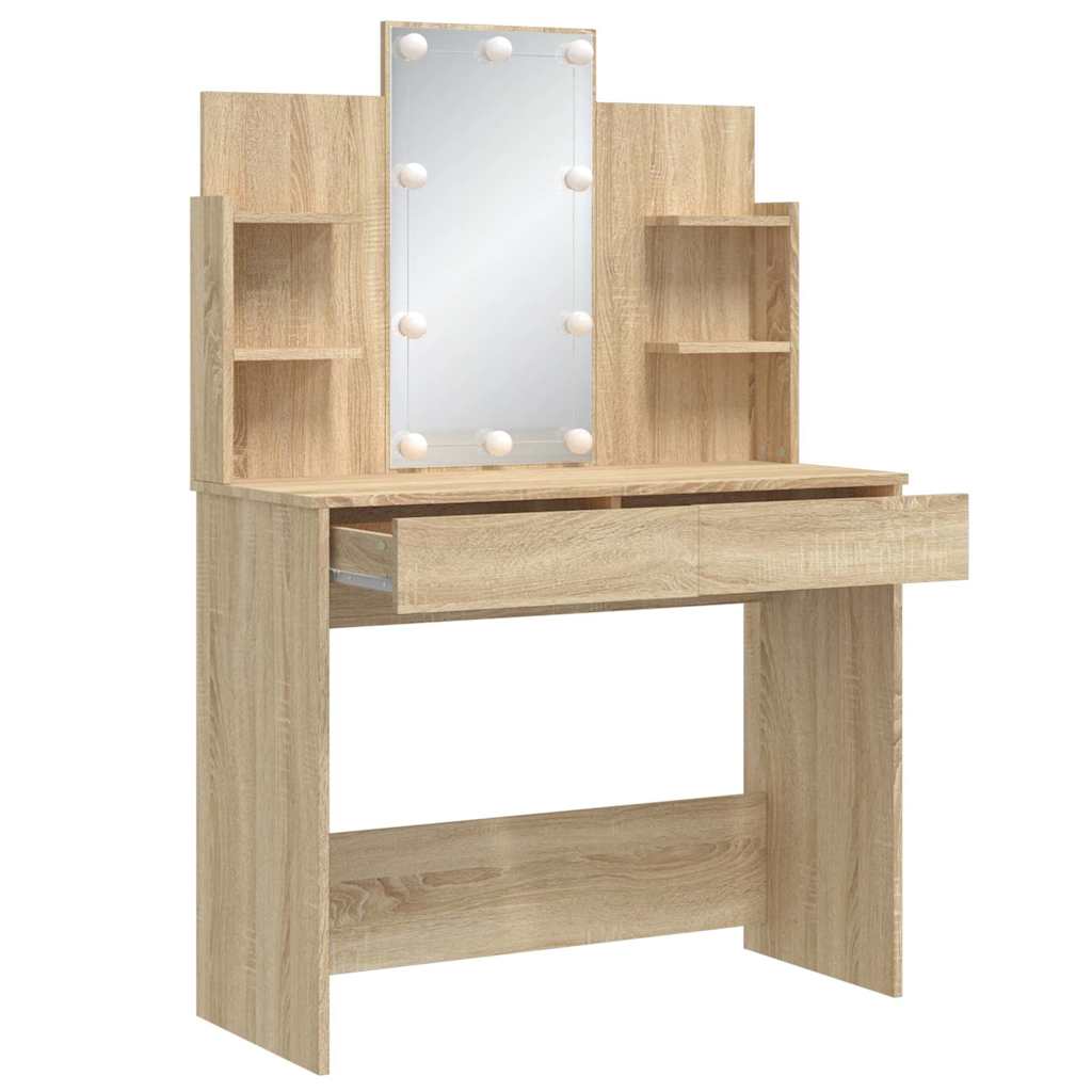 Makeupbord Med Led-Lys 96X40X142 Cm