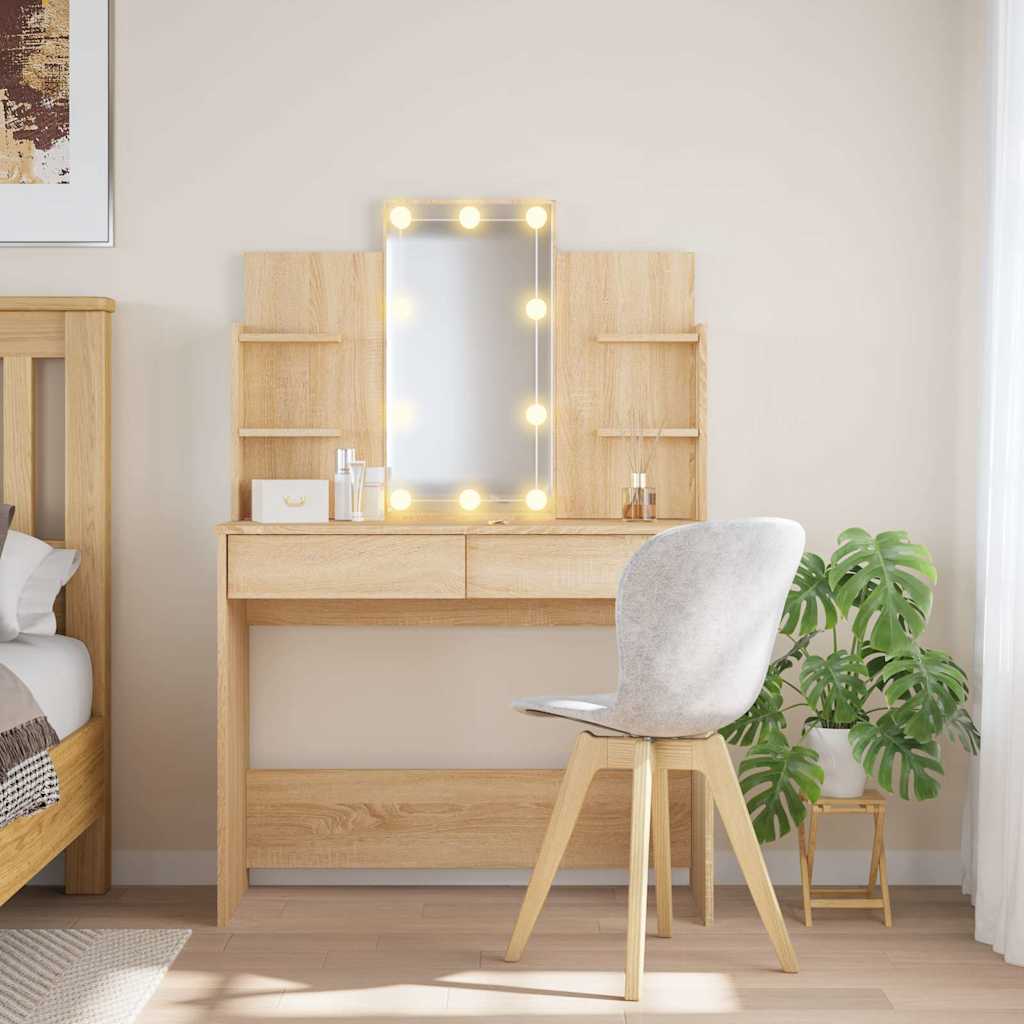 Makeupbord Med Led-Lys 96X40X142 Cm