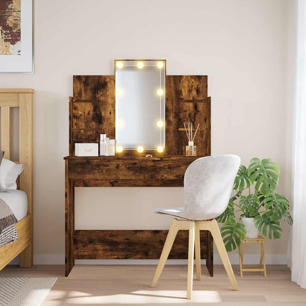 Makeupbord Med Led-Lys 96X40X142 Cm
