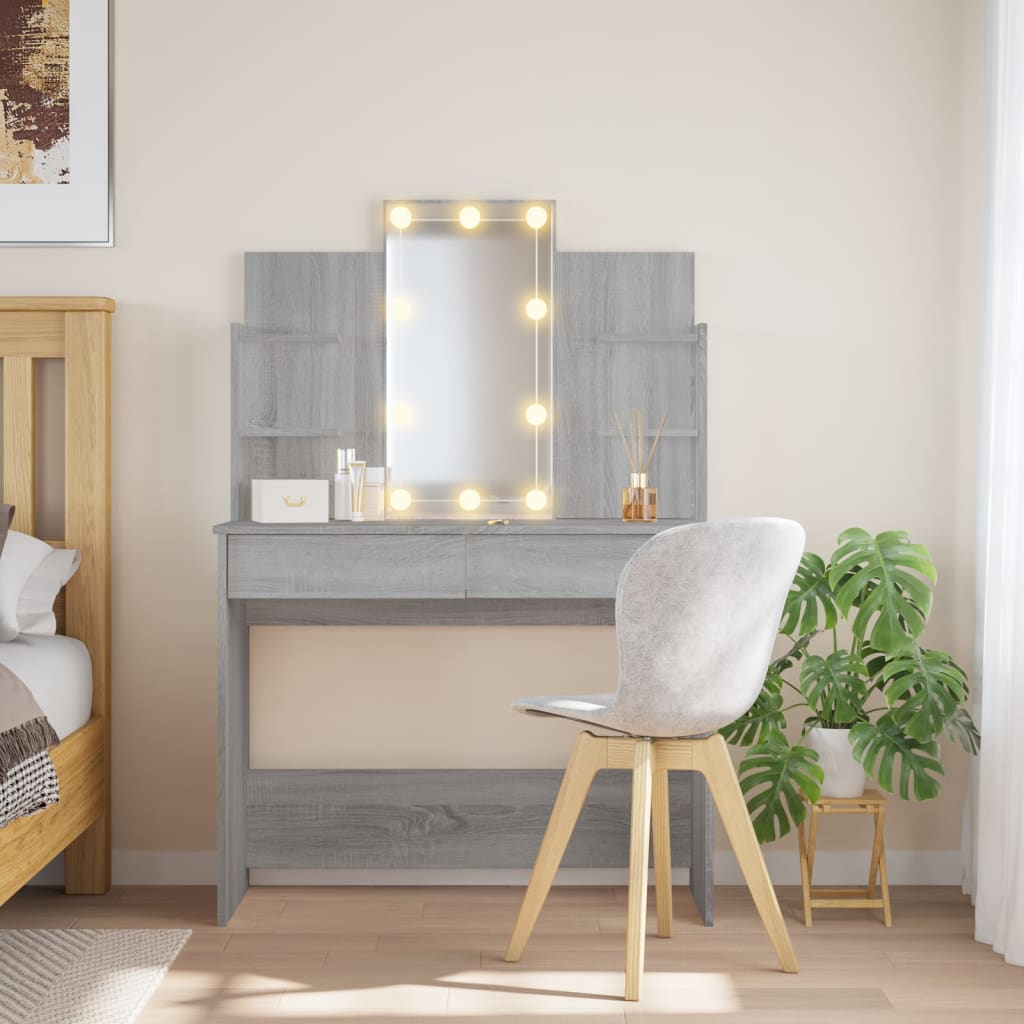 Makeupbord Med Led-Lys 96X40X142 Cm