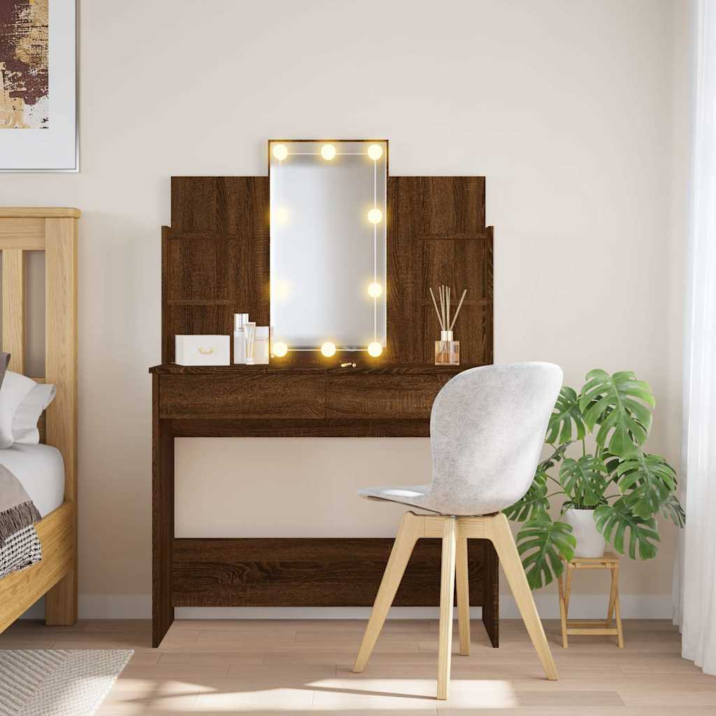 Makeupbord Med Led-Lys 96X40X142 Cm