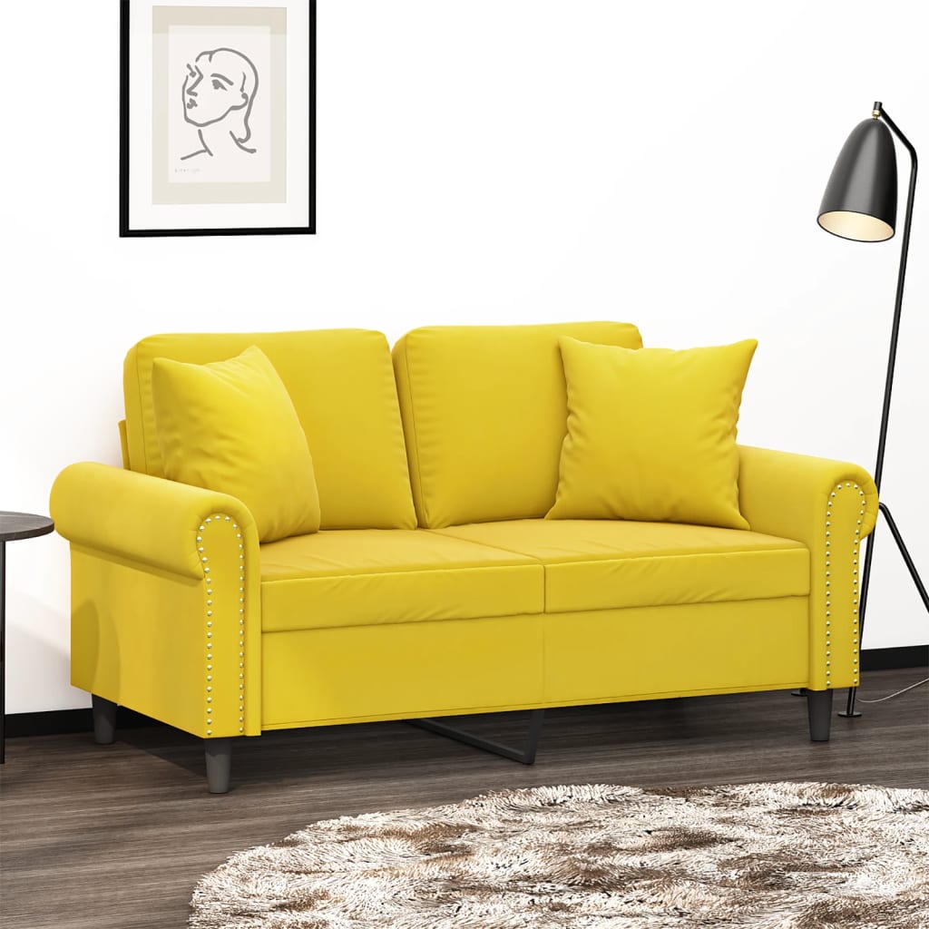 2-Personers Sofa Med Pyntepuder Velour