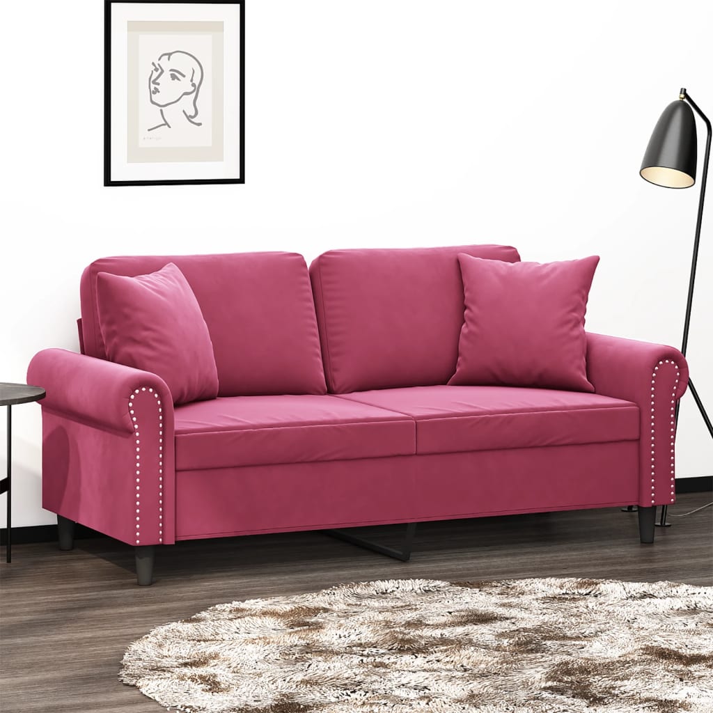 2-Personers Sofa Med Pyntepuder Velour
