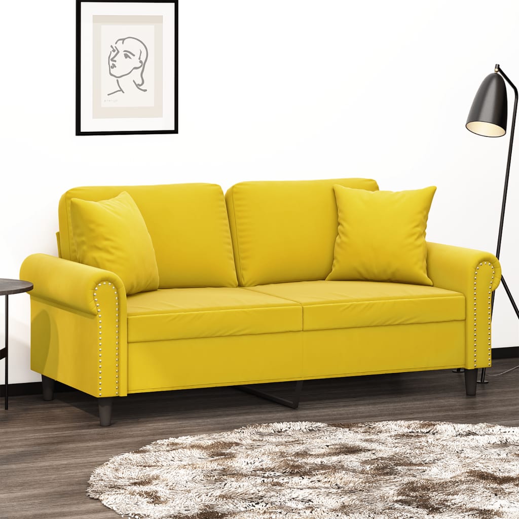 2-Personers Sofa Med Pyntepuder Velour