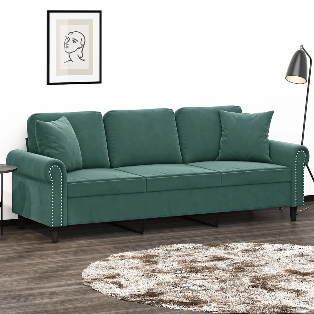 2-Personers Sofa Med Pyntepuder Velour
