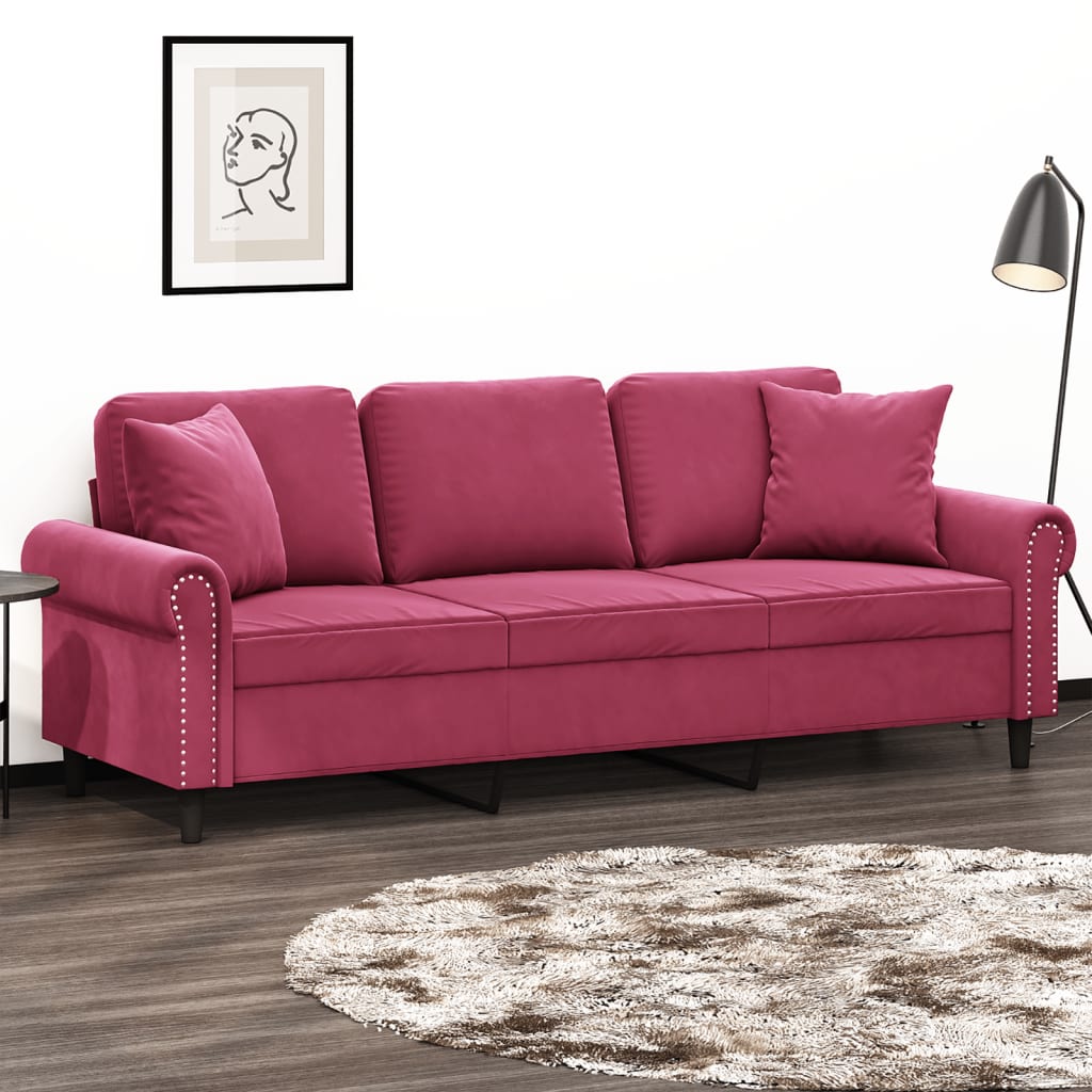 2-Personers Sofa Med Pyntepuder Velour
