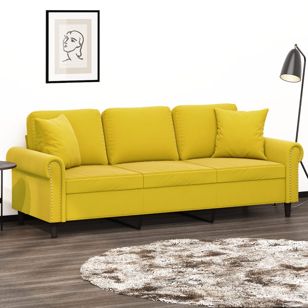 2-Personers Sofa Med Pyntepuder Velour
