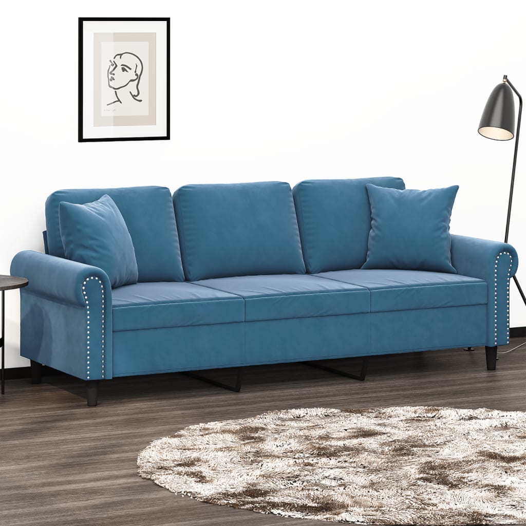 2-Personers Sofa Med Pyntepuder Velour