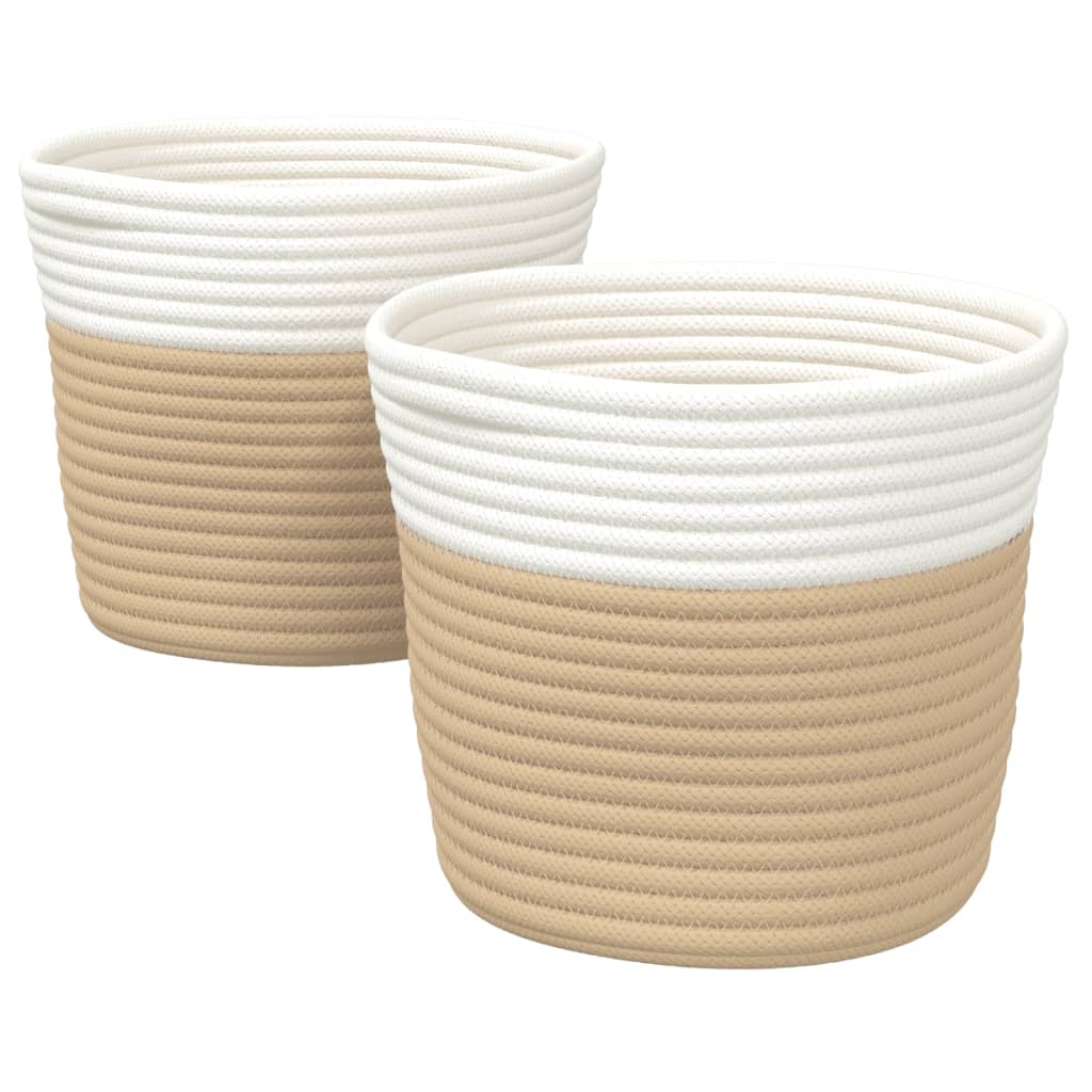 Opbevaringskurve 2 Stk. Ø24X18 Cm Bomuld Og Hvid