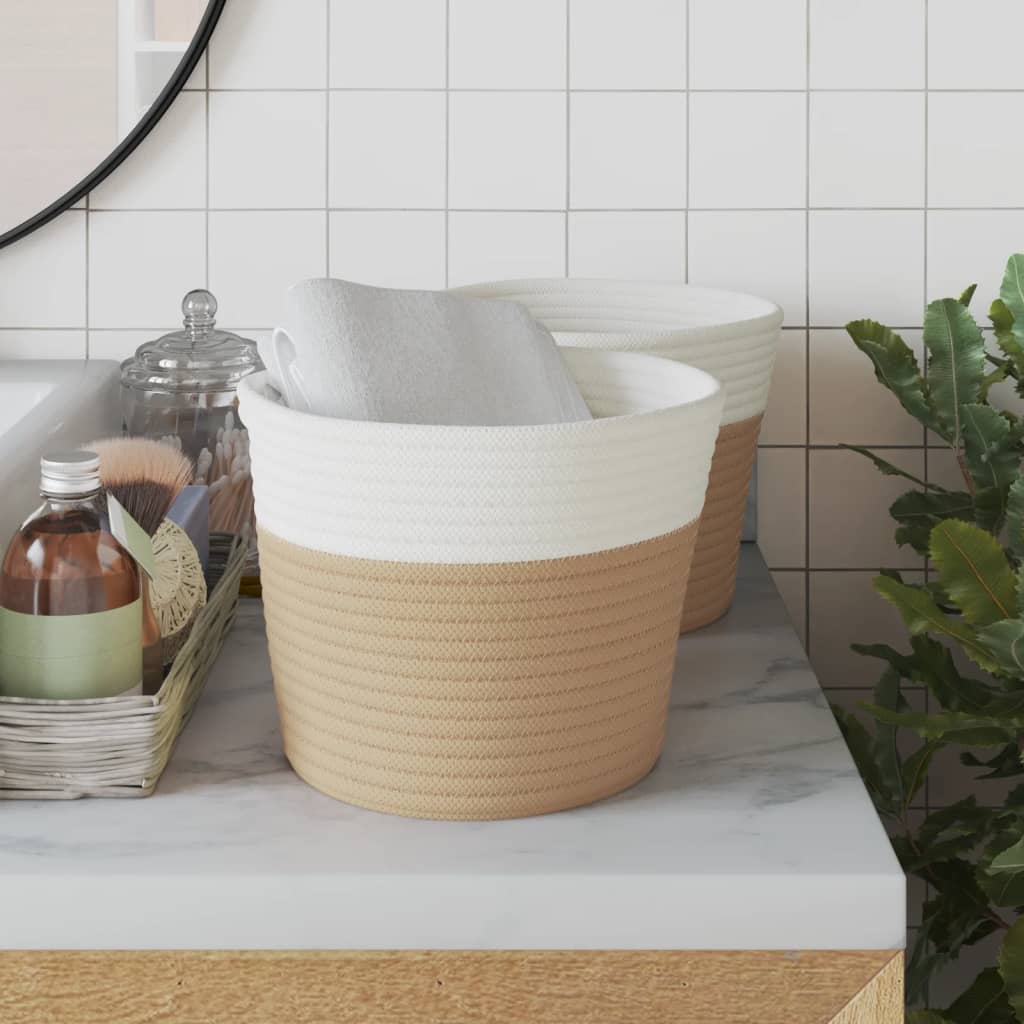 Opbevaringskurve 2 Stk. Ø24X18 Cm Bomuld Og Hvid