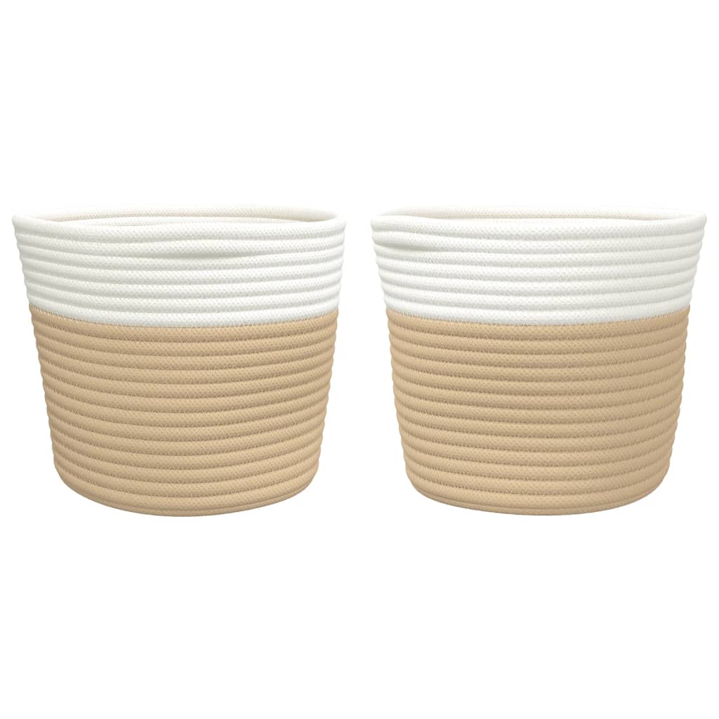 Opbevaringskurve 2 Stk. Ø24X18 Cm Bomuld Og Hvid