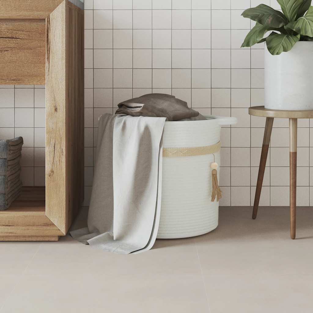 Opbevaringskurv Ø38X36 Cm Bomuld Hvid