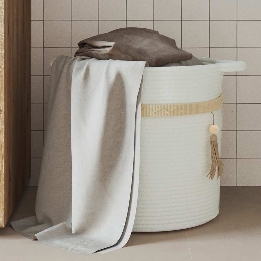 Opbevaringskurv Ø38X36 Cm Bomuld Hvid