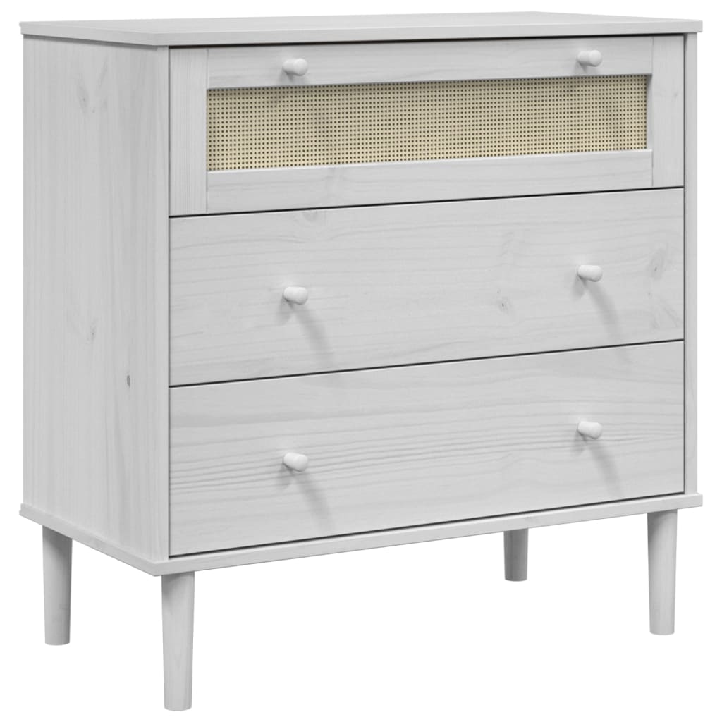 Kommode Senja Rattanlook 80X40X80 Cm Massivt Fyrretræ