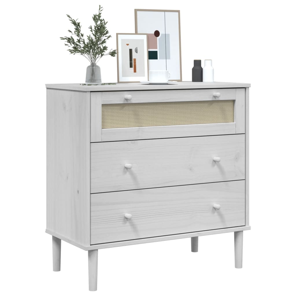 Kommode Senja Rattanlook 80X40X80 Cm Massivt Fyrretræ