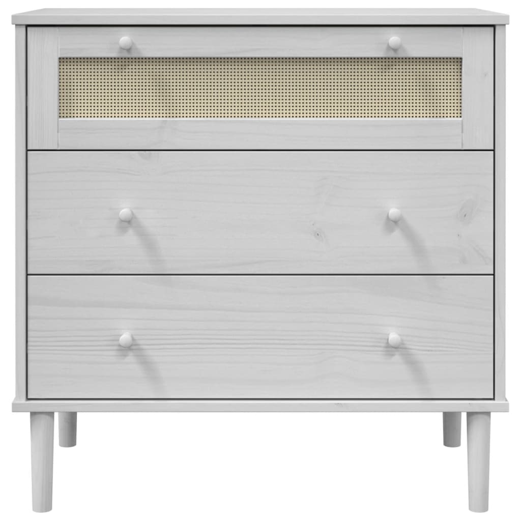 Kommode Senja Rattanlook 80X40X80 Cm Massivt Fyrretræ