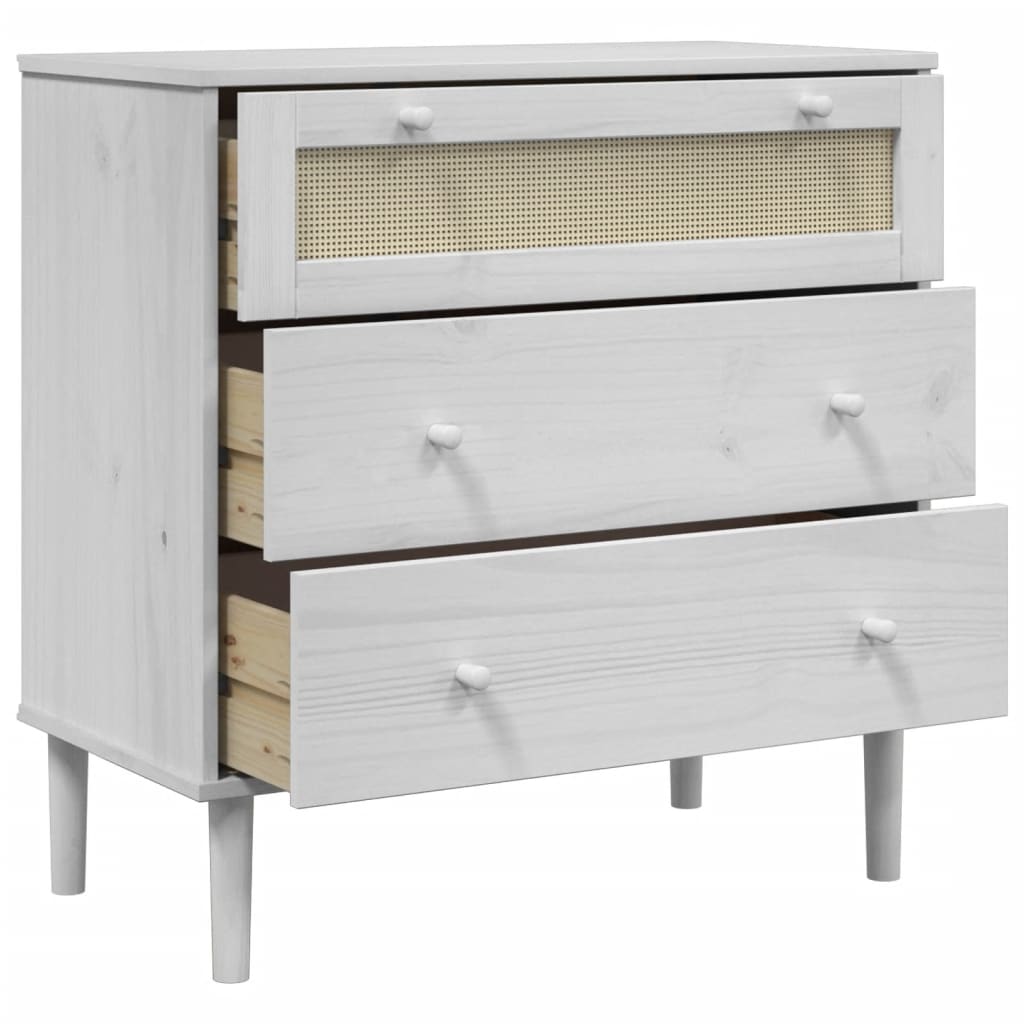 Kommode Senja Rattanlook 80X40X80 Cm Massivt Fyrretræ