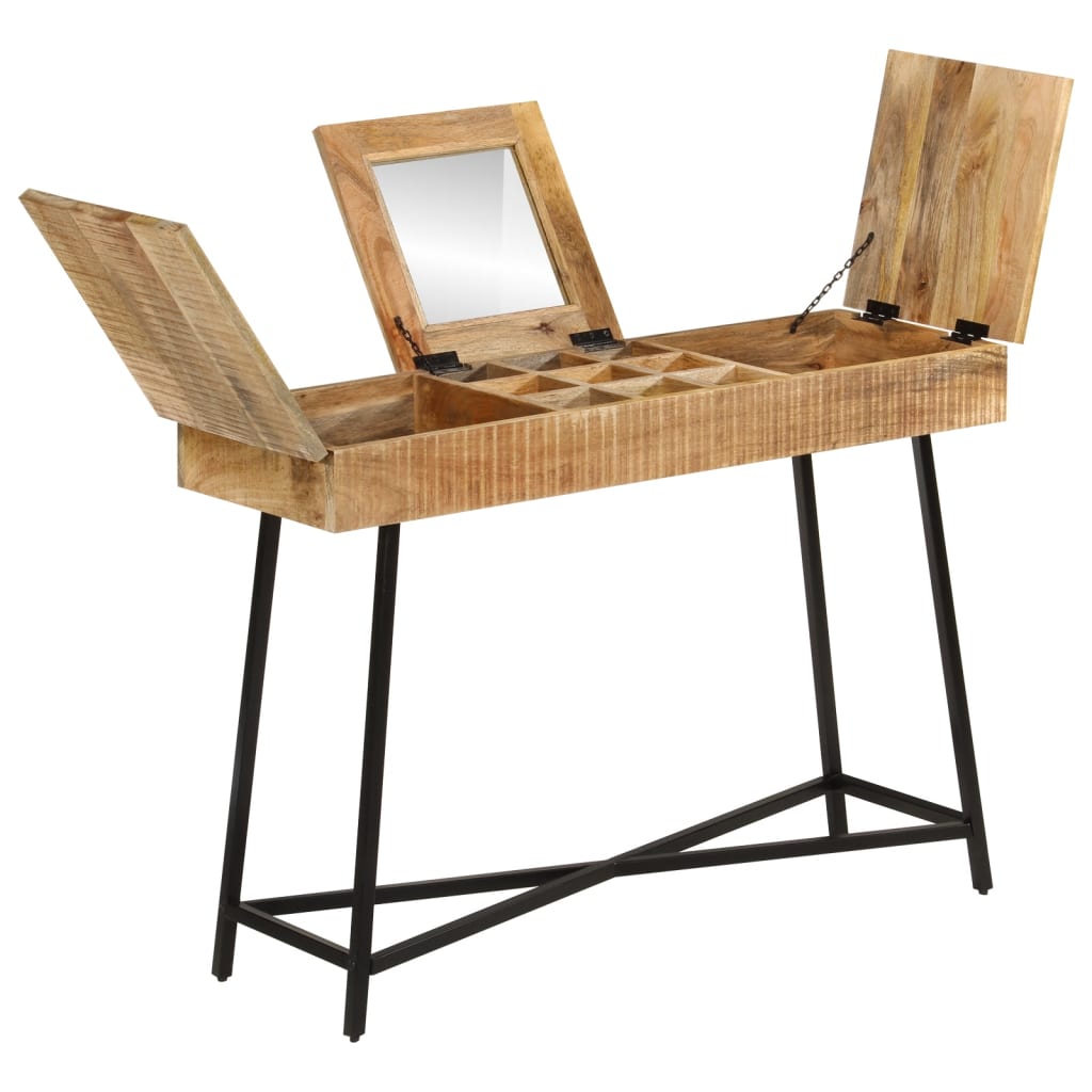 Konsolbord 105X35X75 Cm Massivt Ru Mangotræ Og Jern