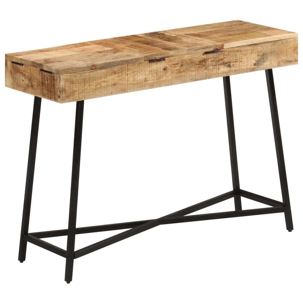 Konsolbord 105X35X75 Cm Massivt Ru Mangotræ Og Jern