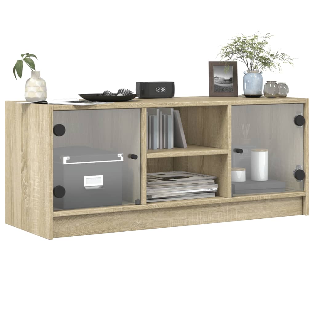 Skab Med Glaslåger 102X37X42 Cm