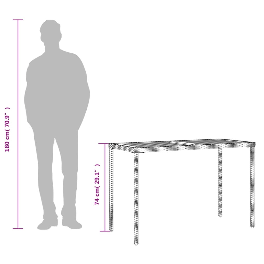 Havebord Med Top I Akacie 115X54X74 Cm Polyrattan