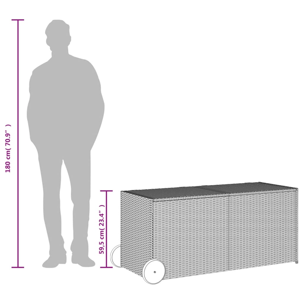 Opbevaringsboks Med Hjul 283 L Polyrattan