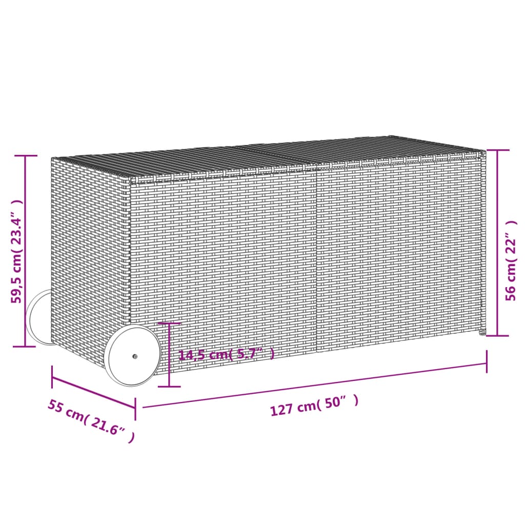 Opbevaringsboks Med Hjul 283 L Polyrattan