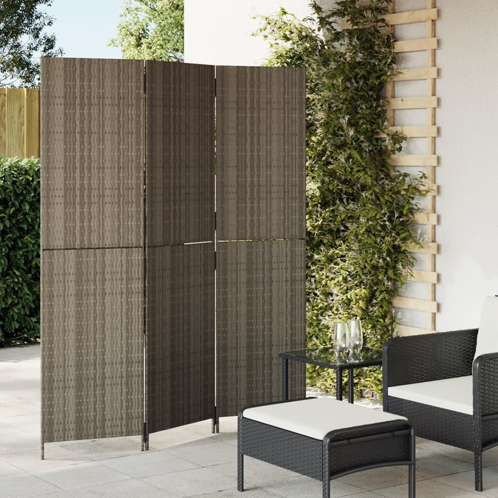 Rumdeler 6 Paneler Polyrattan Grå