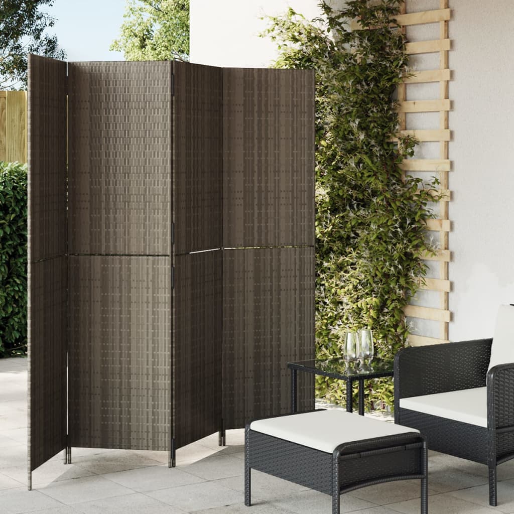 Rumdeler 6 Paneler Polyrattan Grå