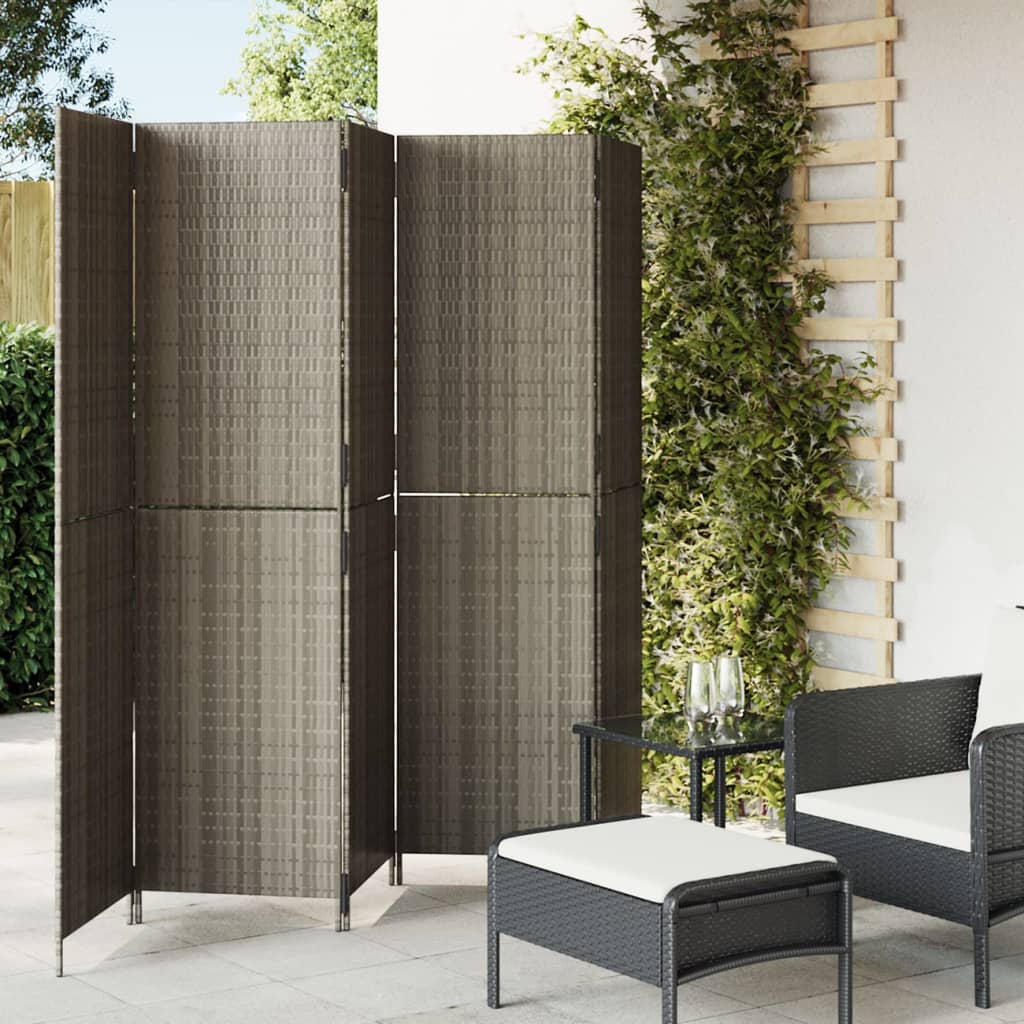 Rumdeler 6 Paneler Polyrattan Grå