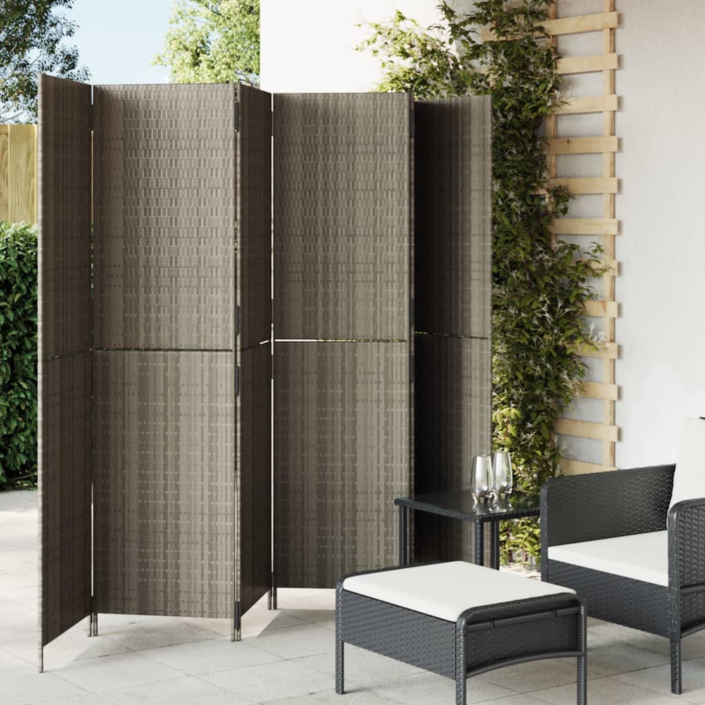 Rumdeler 6 Paneler Polyrattan Grå
