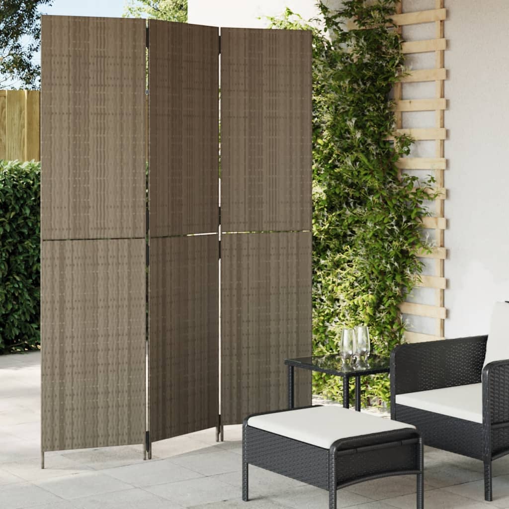 Rumdeler 6 Paneler Polyrattan Grå
