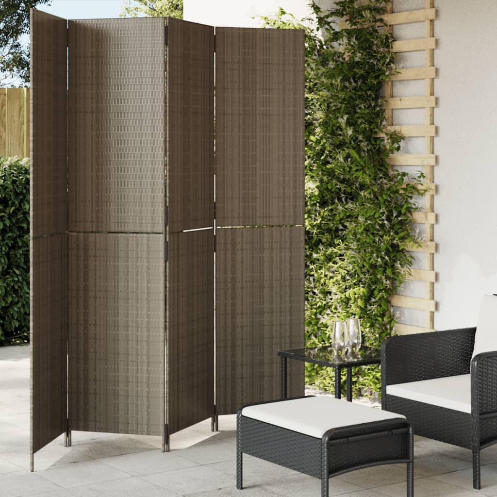 Rumdeler 6 Paneler Polyrattan Grå