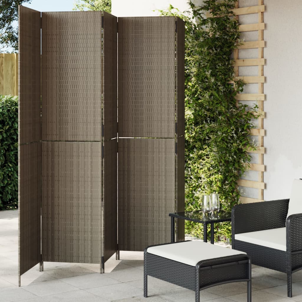 Rumdeler 6 Paneler Polyrattan Grå