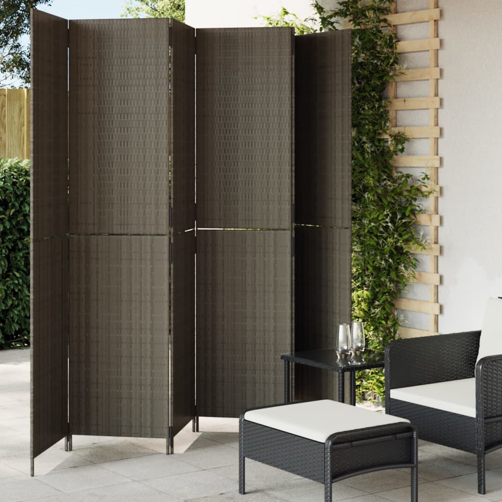 Rumdeler 6 Paneler Polyrattan Grå